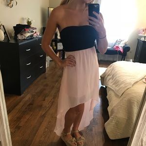 Pink and black high-low hem dress